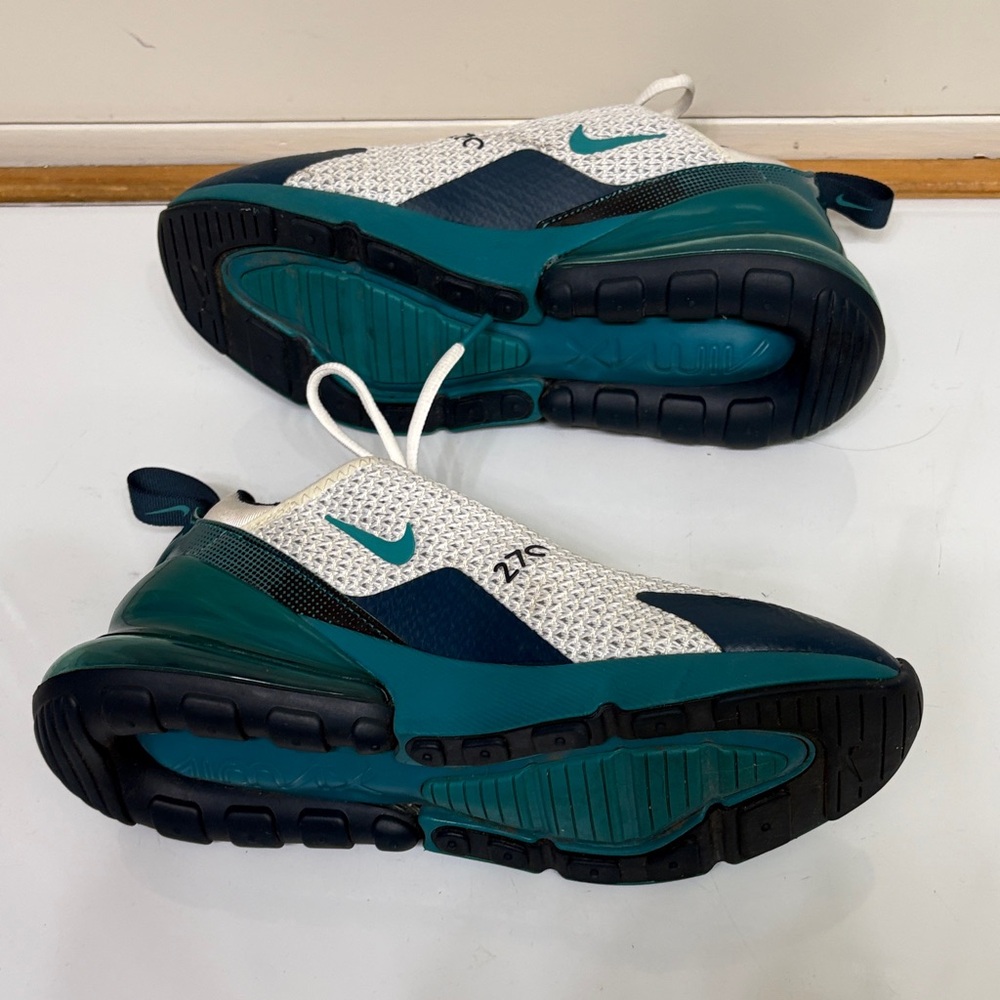 Nike White and Teal Air Max 270 Sneakers - Picture 9 of 10